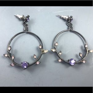 Amethyst and Topaz Colored Black Post Earrings
